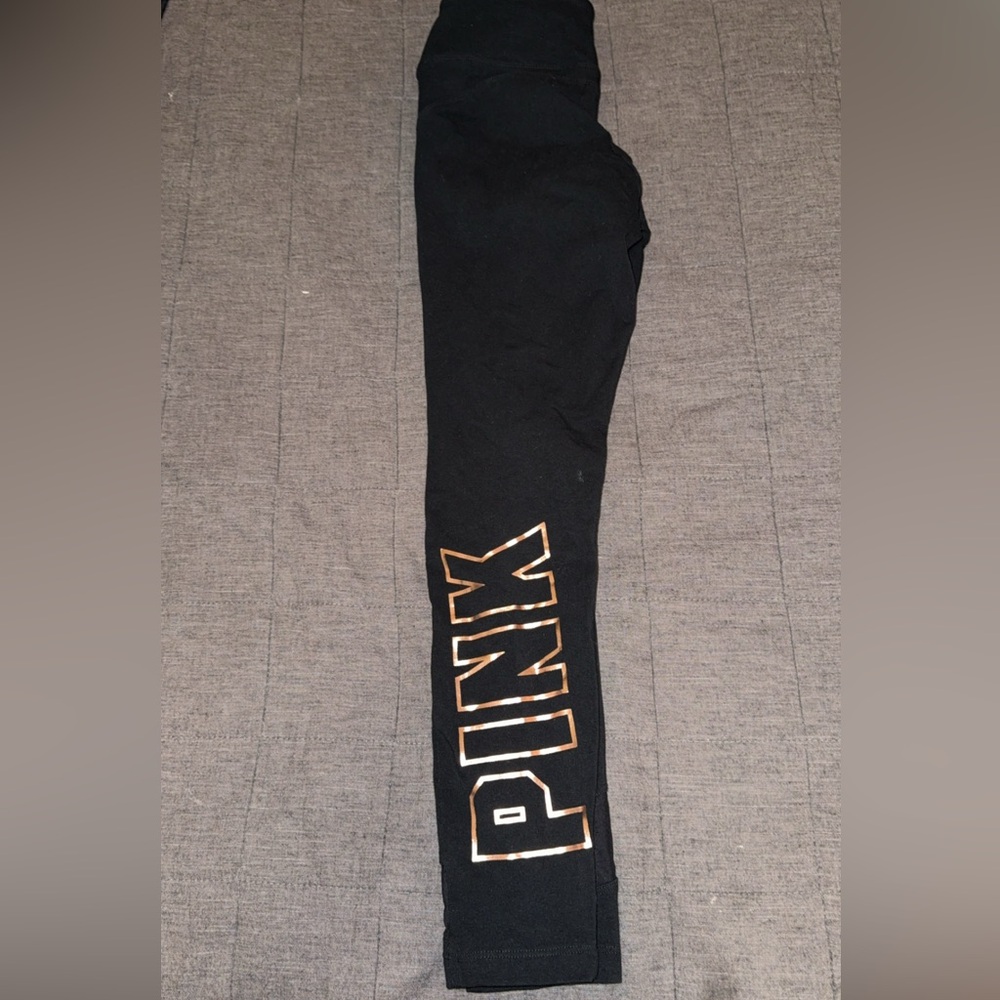 Pink (Victoria Secret) Black Mesh Yoga Leggings - Picture 5 of 5